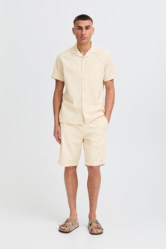 Short en lin pour homme !Solid en coton mélangé robuste