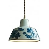 Céramique : Fabriqué avec une base en fer et un abat-jour en porcelaine for . Ce luminaire suspendu floral conserve son éclat dans les foyers en tant que plafonnier suspendu fonctionnel.