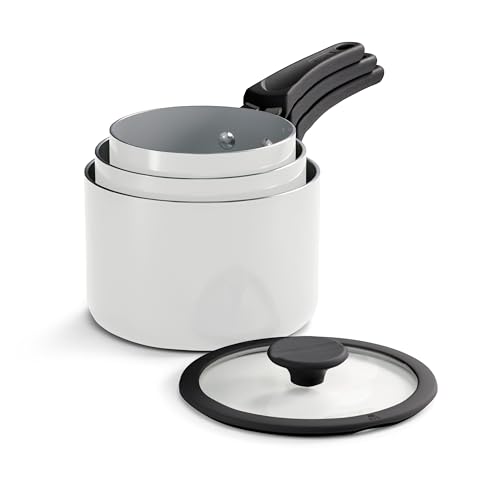Image of Tramontina Ceramic Non Stick 6-Piece Nesting Sauce Pan Set - White