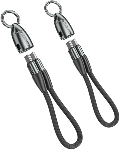 Image of Short USB C Cable PD 240W(2 Pack), 6 Inch Keychain USBC Cable /Phone Lanyard USB-C to Type-C Cables /Fast Charging Cables for Phone17 /16 /15 Samsung Galaxy Tablet Laptop External SSD(Black)