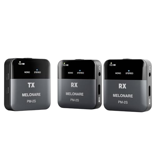 Image of MELONARE Portable Wireless in Ear Monitor System w / 2 Receivers, Mono /Stereo Switch, Wireless Audio Transmitter and Receiver, 24bit /48kHz Audio, OTG Input, IEM for Live, Studios, Bands (PM-2S-2R)