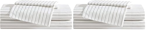 Image of Eddie Bauer - Twin Sheet Set, Cotton Percale Bedding Set, Super Soft and Bedding Set, Oeko-Tex Certified (Essential Stripe Beige, Twin) (Pack of 2)