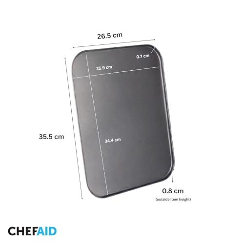 Chef Aid Non-Stick Cookie Sheet, Baking Tray for Biscuits, Cookies & Gingerbread, Heavy-Duty Bakeware, Easy Clean, 35.5 x 26.5 x 0.8 cm, Grey