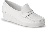 Nurse Mates Pennie Shoe | Slip-Resistant Loafer | Stain-Resistant | Comfort Support | White | Size 8W