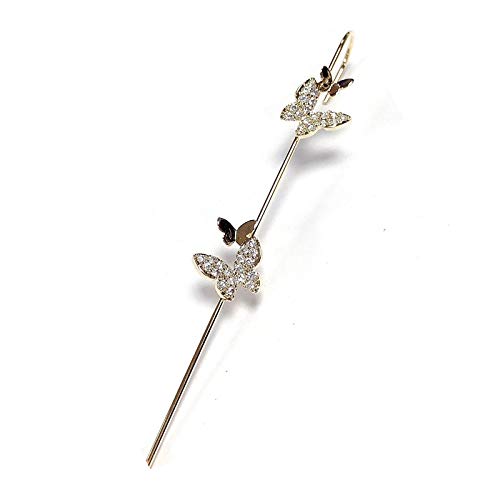 6 Pcs Ear Wrap Crawler Hook Earrings Set Simple Sparkling Colorful Metal Classic Crystal Classic Rhinestone Wire Needle Hook Earrings Jewelry For Women Girls-Butterfly #TOP1