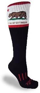 MOXY Socks CALIFORNIA Bear Knee-High Socks 3-Pack, Black with White Graphic, Unisex Adult Performance Over-the-Calf Socks, Supportive Knit, Stay-Up Cuff