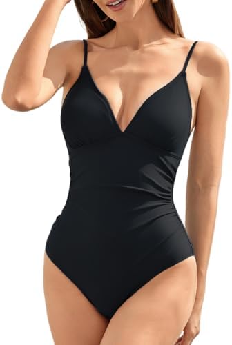 TcIFE Women's Bathing Suits Tummy-Control V-Neck One-Piece Swimsuits