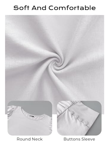 DOROSE Womens Summer Tops Dressy Casual Puff Short Sleeve Blouse Tshirts White S