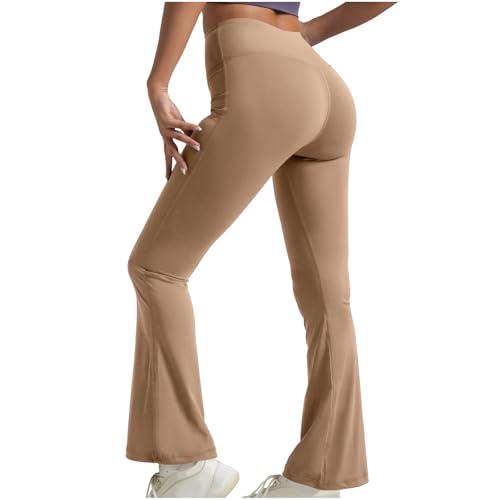 Maayoae Women High Waist Flared Yoga Leggings Tummy Control Stretch Bootcut Workout Pants Gym Walking Daily Casual Outfit Coffee Trouser Style Yoga Pants for Women L
