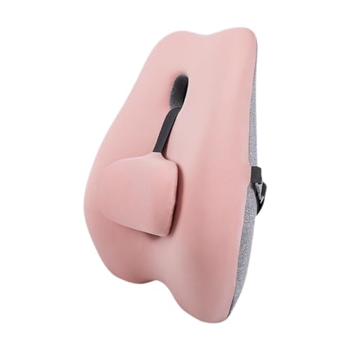 Fenteer Cojín Lumbar para Silla de Oficina, Soporte para La Espalda, Ideal para Uso en Casa Y Coche, Rosa, Individual
