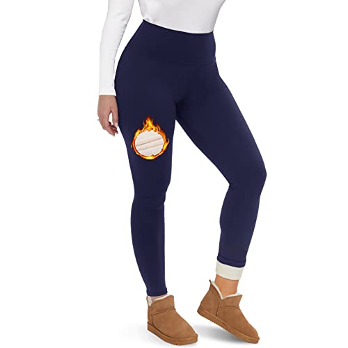 CAMPSNAIL Fleece gefütterte Leggings für Damen - hohe Taille, dick, weich, Bauchkontrolle, Winter, Thermo, warm für Yoga, Workout, Wandern, marineblau, M Cover