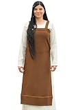 Battle-Merchant – Wikinger Kleid Annik aus Wolle, Mittelalter Schürzenkleid, Wollkleid, Trägerkleid, Braun – Reenactment & LARP (Braun, XXL)