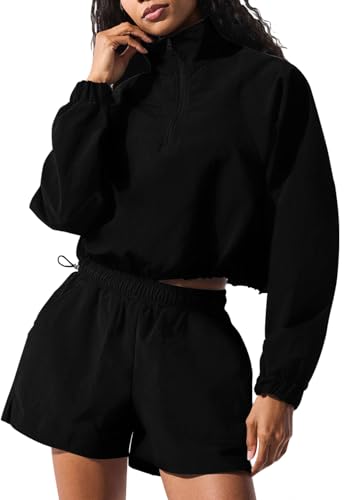 INFITTY Women's Lightweight Jacket Cropped Long Sleeve Workout Tops Quarter Zip Pullover Athletic Shirts3