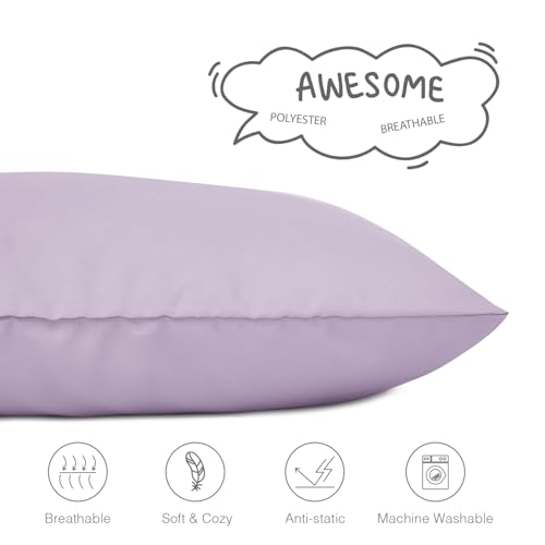 Image of EXQ Home Toddler Pillowcases Zippered 13x18 Travel Pillow Case Set of 2, Small Pillow Case Fits Baby Pillow Sized 12x16, 13x18, Kids Pillowcases 2 Pack Machine Washable (Lavender)