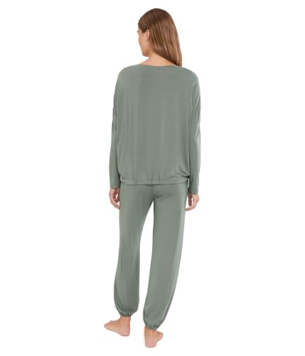 Image of Eberjey Womens, Gisele TENCEL Modal Slouchy PJ Set, Desert Sage /Ivory, X-Small
