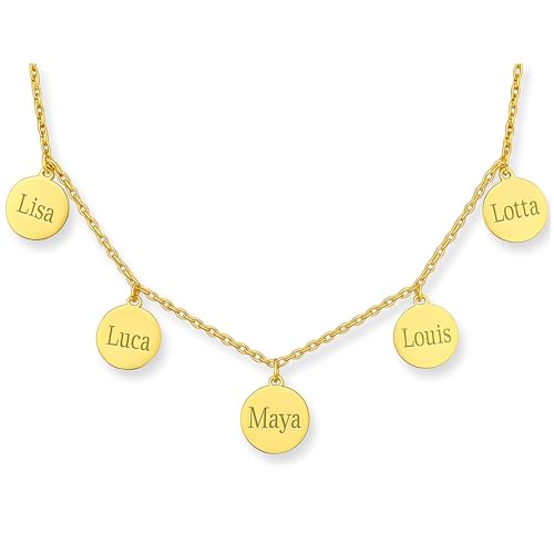 Personalisierte Familienkette als Geschenk für Frauen | zur Geburt | zur Hochzeit | für die Freundin | für Mama (Gold)