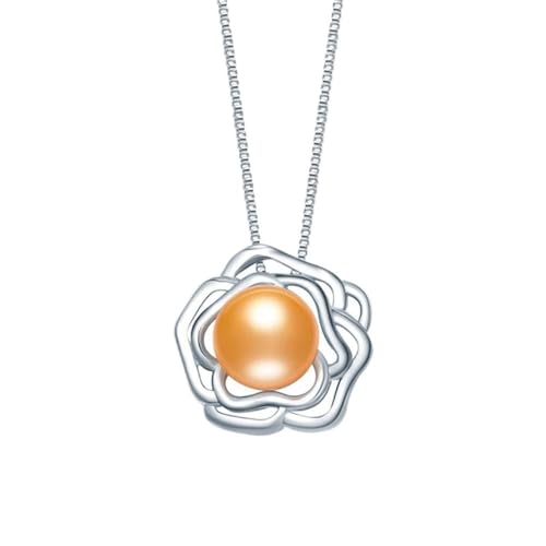 Collier pendentif fleur 925 anti-ternissement avec de véritables perles de culture