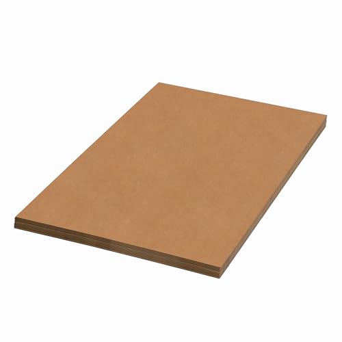 Image of Aviditi Corrugated Cardboard Sheets, 30 inch x 48 inch, Kraft, Pack of 5