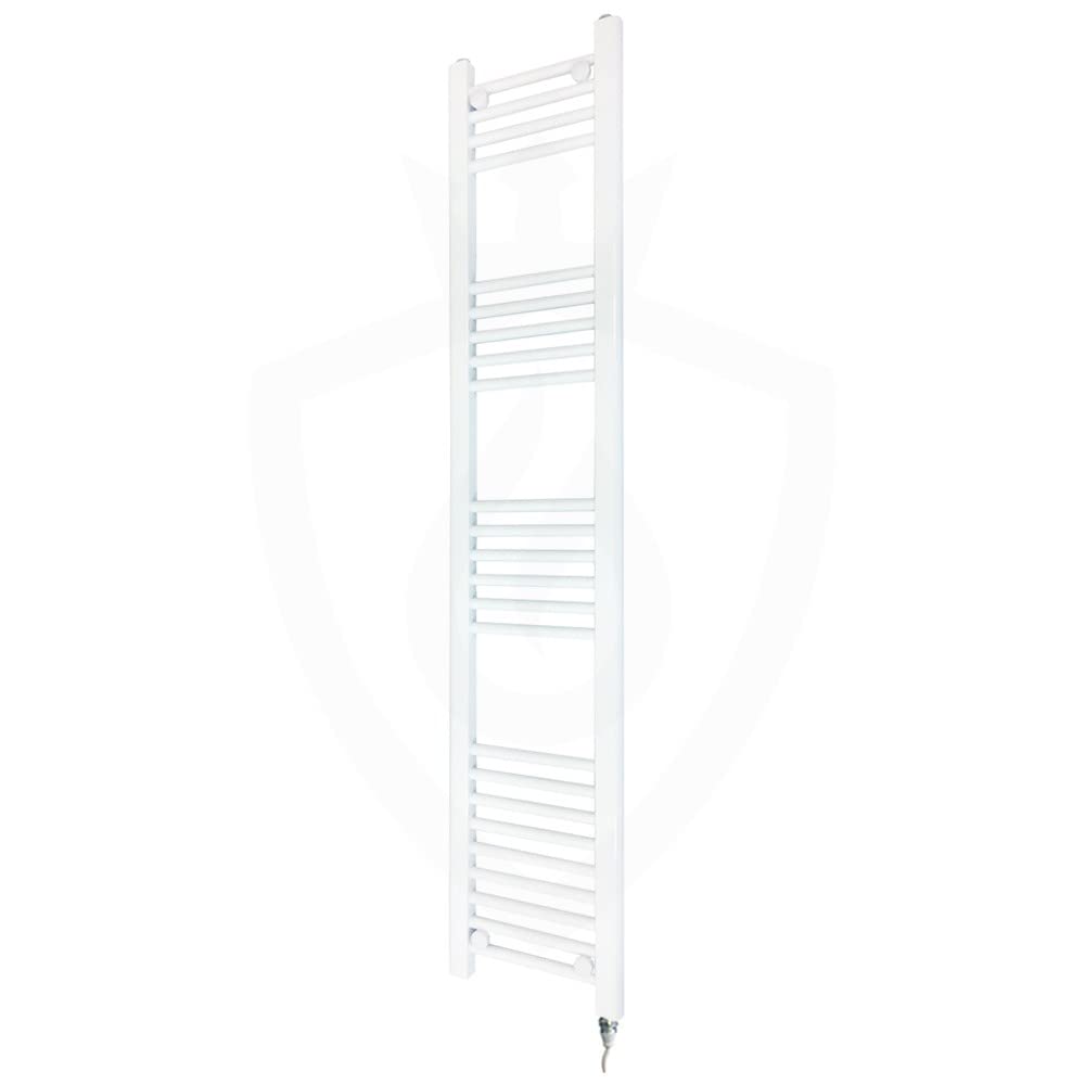 Valve Kings Heated Electric Straight White Towel Rails Single Heat Prefilled - 1500mm (h) x 300mm (w) With 300w Element