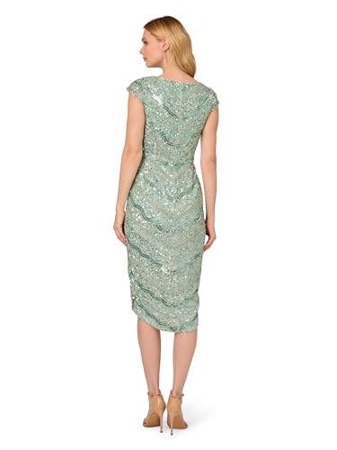 Image of Adrianna Papell Womens Beaded Mesh DressSpecial Occasion Dress