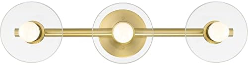 DESIGNERS FOUNTAIN Litto 3-Lights Vanity Light Fixture, 24 Inch Wall Mount Sconce for Bathroom, Bedroom or Mirror, Brushed Gold, D294C-3B-BG
