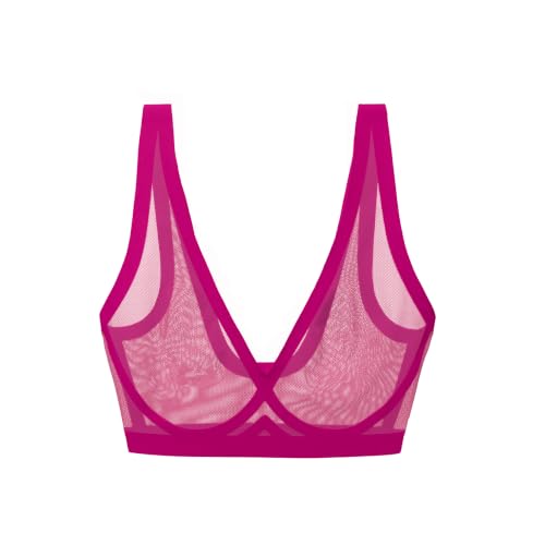 Image of EBY Sheer Mesh Bralette for Women Seamless Wireless Bra with Support - Without Metal Wire