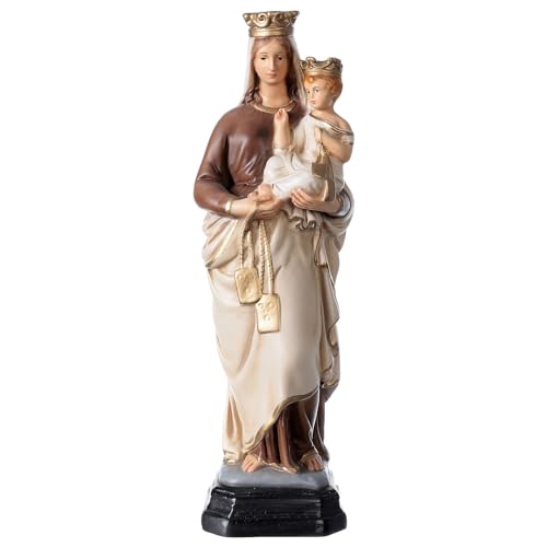  Holyart Statua Madonna del Carmine 34 cm Vetro Resina Dipinta