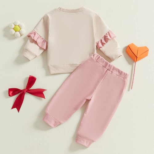 Toddler Baby Girl Clothes Fall Winter Spring 3D Bow Ruffle Long Sleeve Sweatshirt Jogger Pants Set Infant 2PCS Outfit2