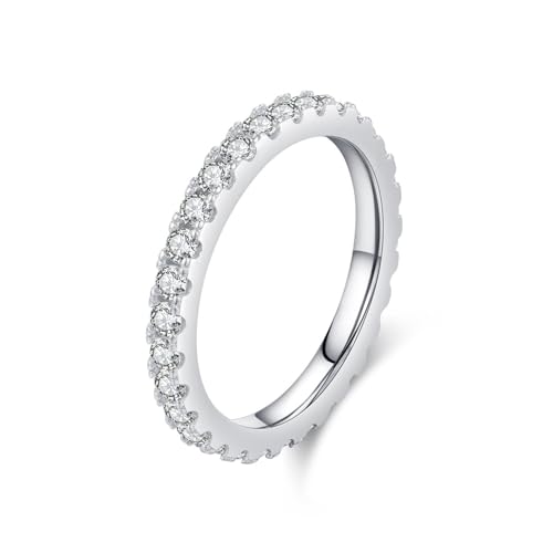 Bague en or gris 9K moissanite 2mm de qualité premium Wycian