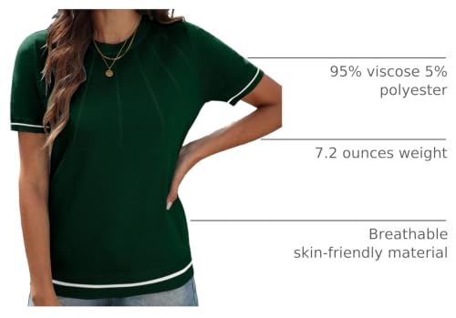 Image of COSSEN Womens Summer Cap Sleeve Tops Trendy Casual Crew Neck Knit Lightweight Sweater Pullover Top