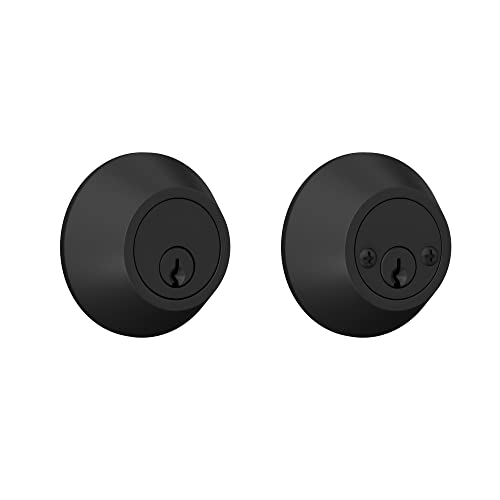Image of Deadbolt with Round Trim, Keyed 2 Side, Matte Black Finish