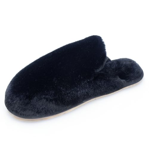 Open Toe Slippers for Women Men - Comfy Plush Slippers, Cloud Soft, indoor Outdoor Bedroom Slippers Foam Slippers Women House Shoes,Winter Warm Christmas Present Black
