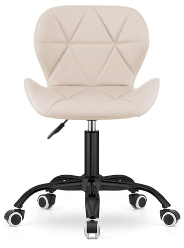Image of Amazon Brand - Umi Height-Adjustable Faux Leather Office Study Desk Chair for Salon, Spa, in Cream Color