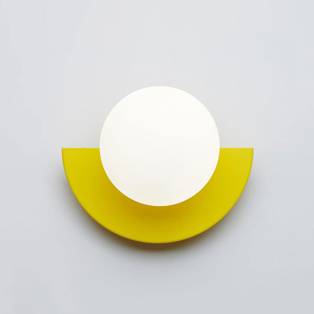 SXECAEPS Nordic Wall Sconce Glass Globe Light, Geometric Mounted Lamp Bedroom Bedside Lighting Fixture, Living Room Decor Sconces Indoor Lamps for (Color : Giallo)