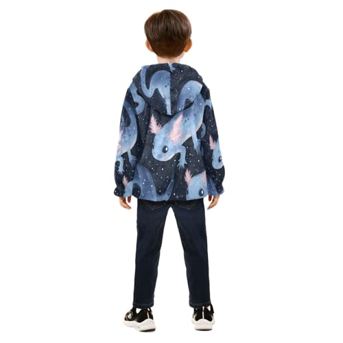 Axolotl Space Pattern Prints Toddler Fleece Jacket Girl Boys Hooded Fleece Jacket Coat Warm Outwear Zip-up 3-10T4