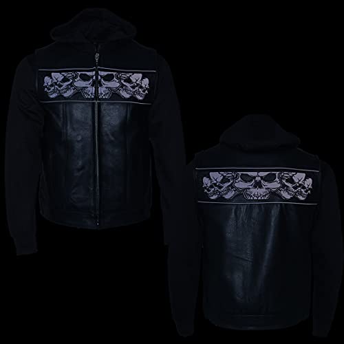 Image of Milwaukee Leather Men's Leather Motorcycle Vest w /Hoodie | Removable Hoodie, Conceal Carry Storage, Patch Ready Back, Club Style