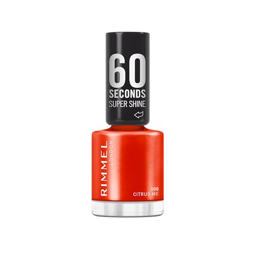 Rimmel 60 Seconds Super Shine Smalto, Smalto asciugatura rapida, Colore vibrante, A lunga tenuta, 8 ml, 106 Citrus Me