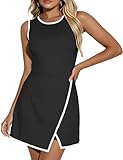 SEAUR Damen Sportkleid mit Integrierter Shorts Seiten Taschen A Line Ärmellos Tennis Golf Walking Kleid Sommer Athleisure Schwarz L