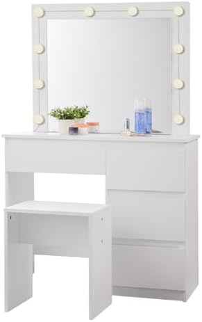 Vicco Coiffeuse Azur, Blanc, 120cm avec Miroir LED, Deux
