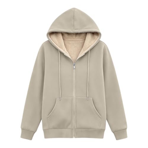 Women Sherpa Fleece Jackets Zip Up Thick Warm Hoodies Fall Winter Coats - image 5