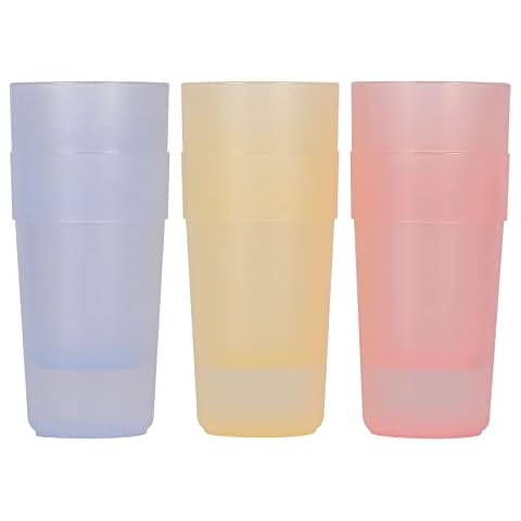 ALIMOTA Reusable Party Cups Set of 6, 570ml/20oz Coloured Plastic Drinking Tumblers for Adults, Polypropylene Pint Glasses, Stackable & Unbreakable Water Tumbler, Dishwasher Safe (Assorted Colours) Cover