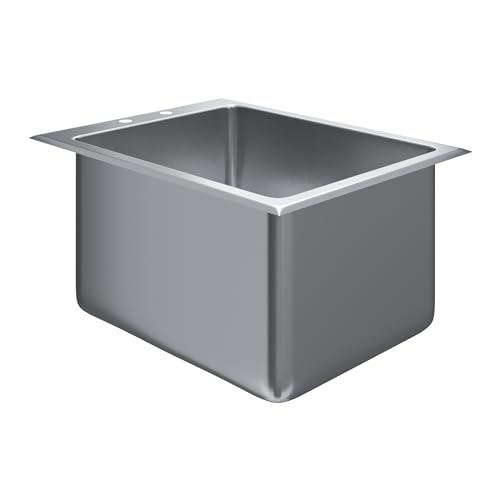 Image of Stainless Steel 1 Compartment Drop-In Sink. Bowl 16 in. x 20 in. x 10 in. No Faucet