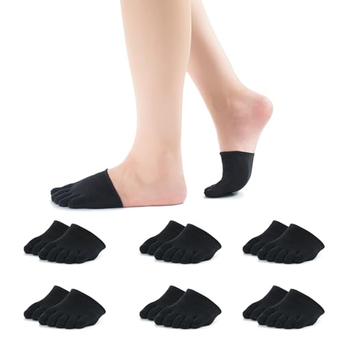 Women's Toe Socks for Mules Half Socks Toe Toppers Liner No Show Invisible Non-slip Toe Covers 6/8 Pairs