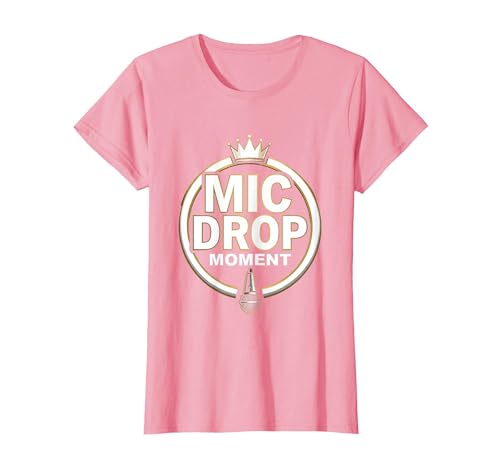 Mic Drop Hip Hop Graphic T-Shirt Women Pink Medium