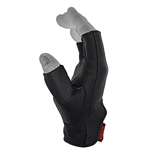 Image of MRX Driving Gloves Button Basic Soft Outdoor Glove Goat Leather Workout Full Finger, Black