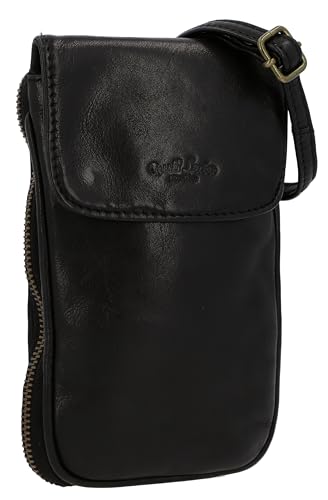 Gusti Umhängetasche Leder - Estera Damen Umhängetasche Handtasche Handytasche Ledertasche Vintage Schwarz Leder