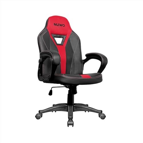 Nuwo Skin Sedia Gaming Ergonomica, Sedia PC Computer Gaming Ufficio, Braccioli Imbottiti Curvi, Altezza Regolabile, 150 Kg, Rosso