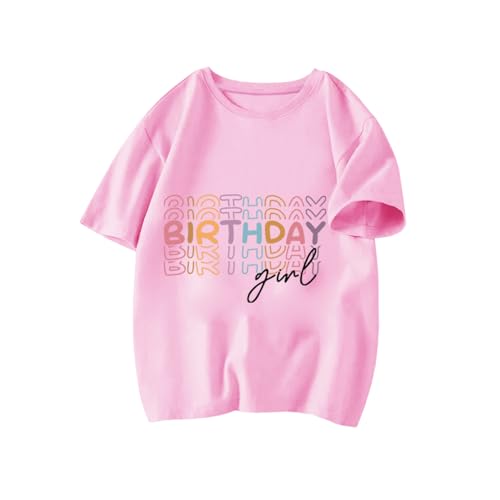 Image of Toddler Birthday Shirt Girls 5 Year Old, Pink, 5T | Happy Birthday Fifth, Short Sleeve, Kids Top Outfit
