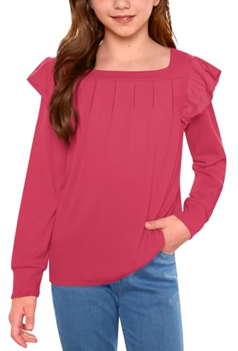 Chemise plissée fille col carré pour l'école et les sorties