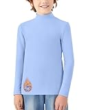 WOWENY Thermoshirt Kinder Langarm Thermo Unterhemd Warm Unisex Rollkragenpullover Mädchen Rollkragenshirt Jungen Winter Ski (Blau, 7-8 Jahre)